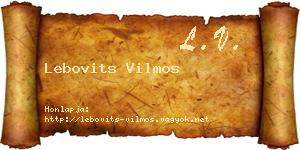 Lebovits Vilmos névjegykártya